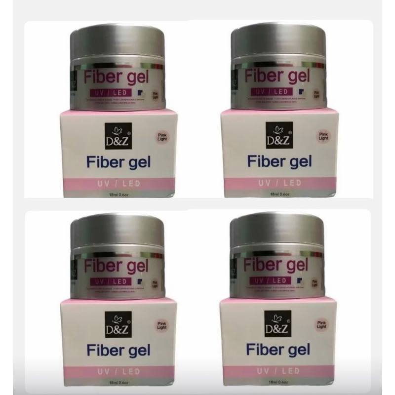 kit 4 Fiber Gel D&Z UV/LED na cor Pink Nude - 18ml/Gel Construtor (Builder Gel) com Fibras