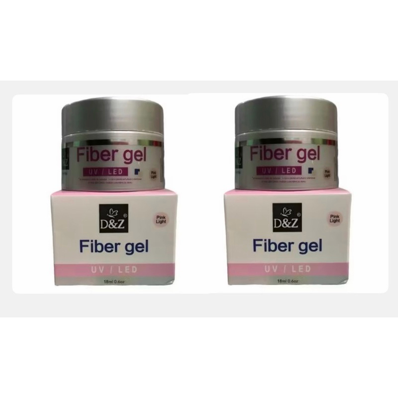Kit 2 Fiber Gel D&Z UV/LED na cor Pink Nude - 18ml/Gel Construtor (Builder Gel) com Fibras