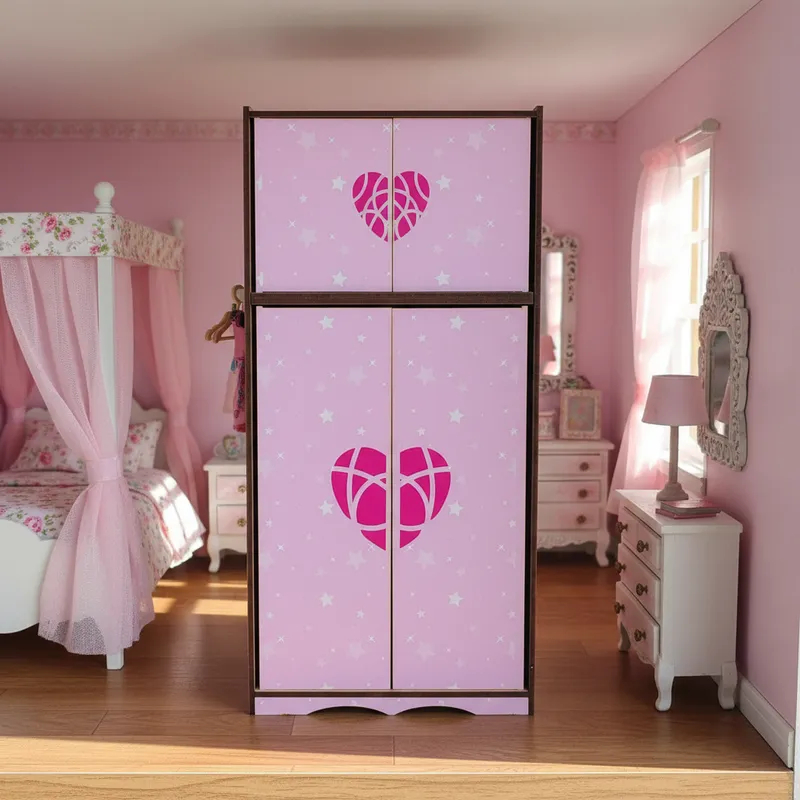 Guarda Roupas De Bonecas Rosa - Adesivado Menina Princesa Infantil MDF em Oferta na Shopee