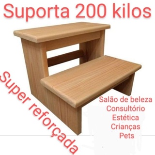degrau auxiliar escadinha de consultório estética  assistente de maca crianças e pets manicure degrau de madeira em Oferta na Shopee