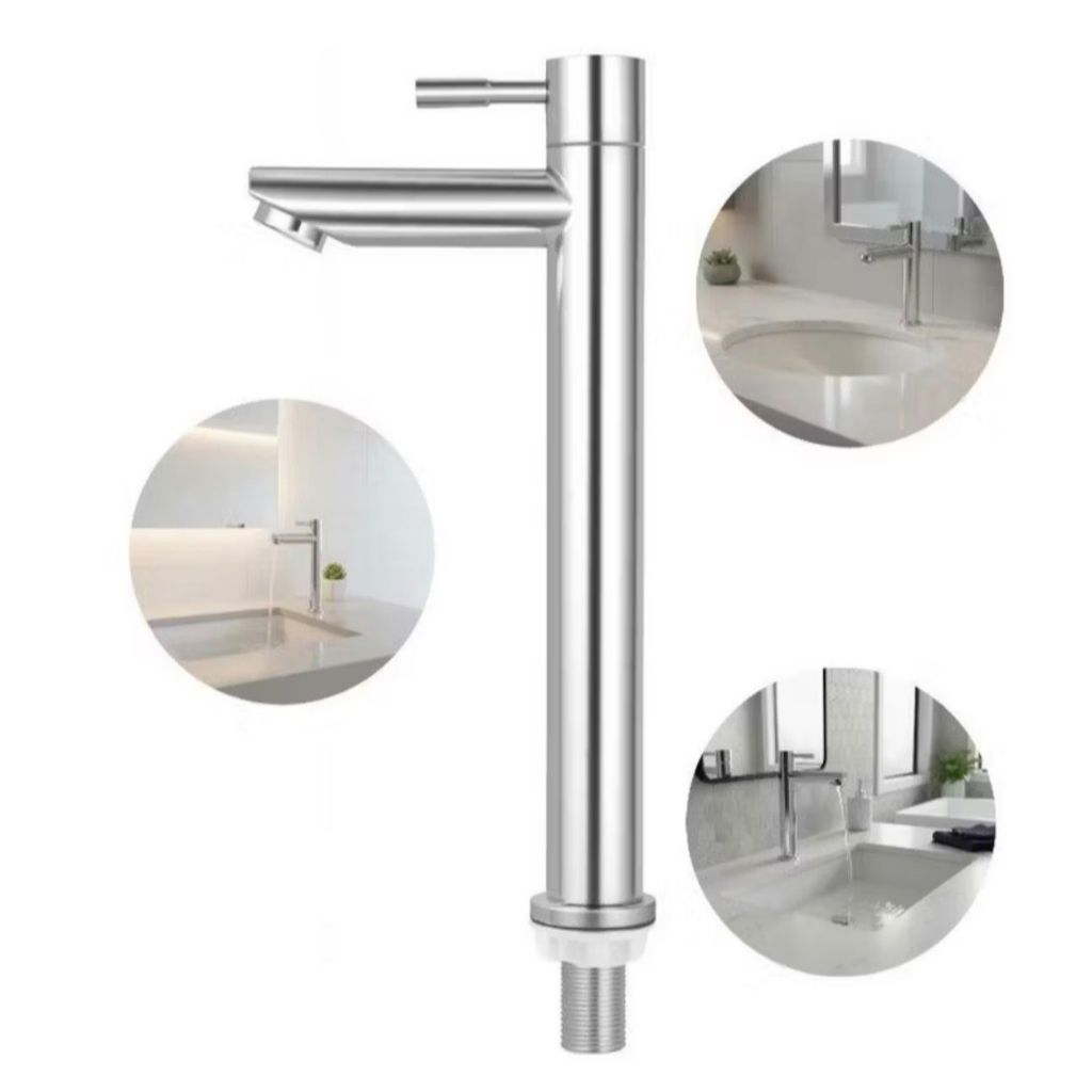 Torneira Para Banheiro De Mesa Bica Alta 1/4 De Volta Aço Inox 304 em Oferta na Shopee