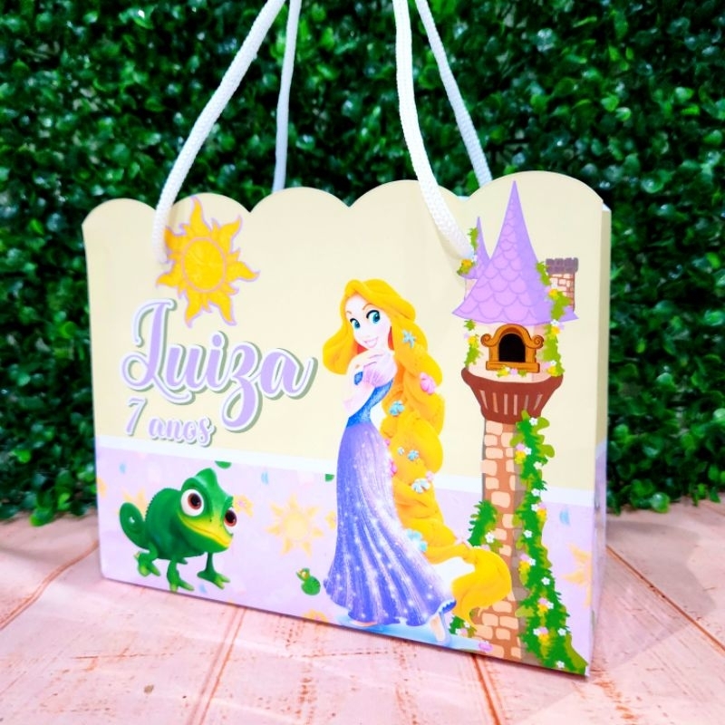 Sacolinha Personalizada Enrolados - Lembrancinha Rapunzel PEGUE E MONTE