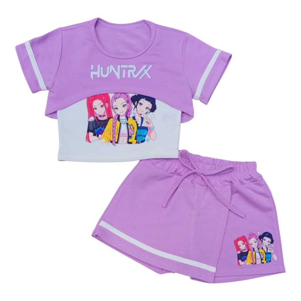 Conjunto Infantil Menina - Short Saia - guerreiras