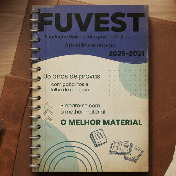 Apostila de Provas FUVEST 2025-2021 com 05 ANOS de Provas + Gabaritos (1ª fase) atualizada usp enem
