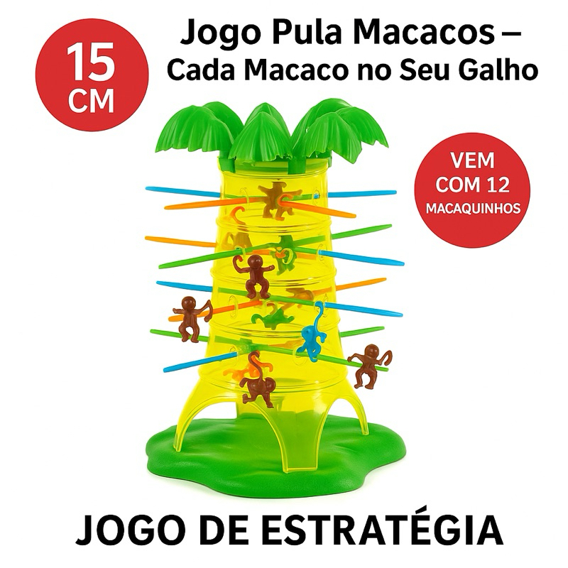 Jogo Pula Macacos – Cada Macaco no Seu Galho | 15 cm | Jogo de Equilíbrio Infantil em Oferta na Shopee