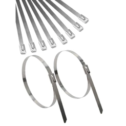 Kit 10x Abraçadeiras 4,6x300mm Aço Inox Zip Tie Para Termotape Enforca Gato Lacre Cinta Metal