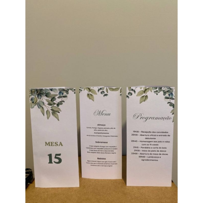 Menu Triangular com Número de Mesa Personalizado para Casamento Festas Aniversários Eventos em Oferta na Shopee