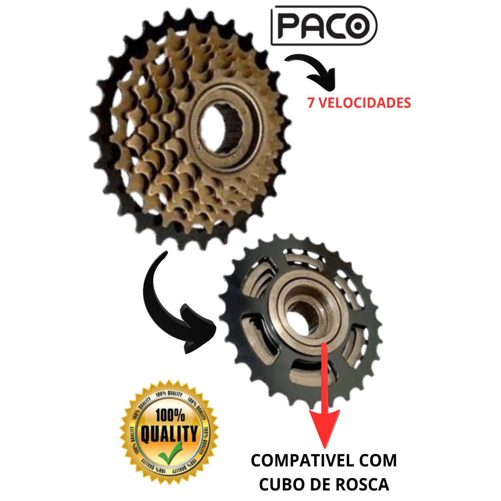 Catraca 7v Roda livre index kit Catraca+Corrente e Câmbio 7v