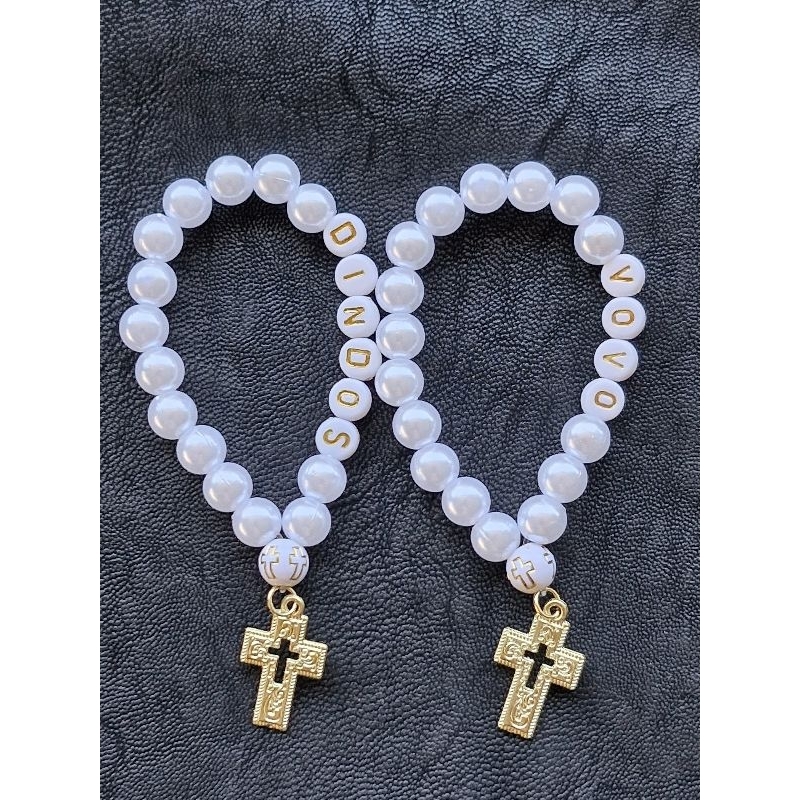 Mini Terço Personalizado com nome kit com 5, 10, 15, 20 para comunhão, batismo, casamento, lembrancinhas, Eucaristia em Oferta na Shopee