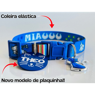 Coleira para gato elástica anti enforcamento e placa de identificação em Oferta na Shopee