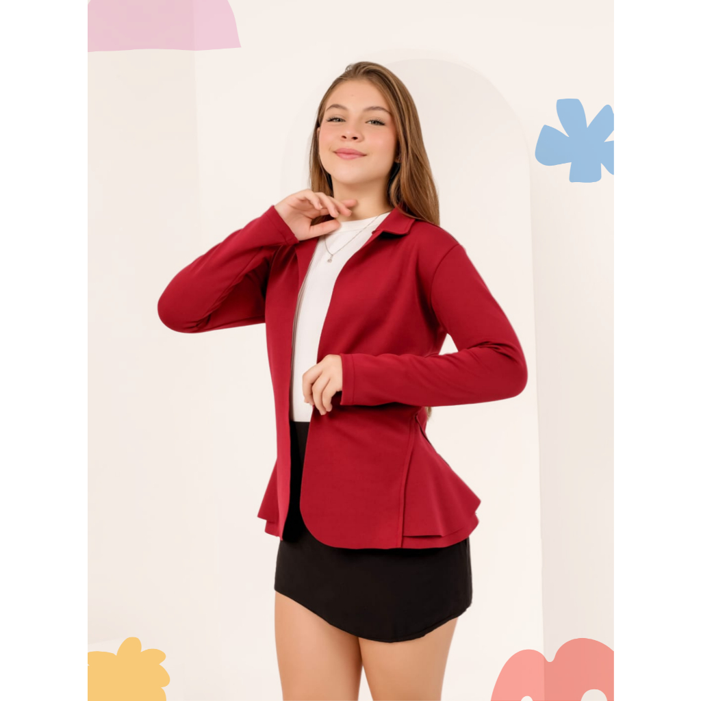 Blazer Infantil Juvenil Menina Alfaiataria Confortável em Oferta na Shopee