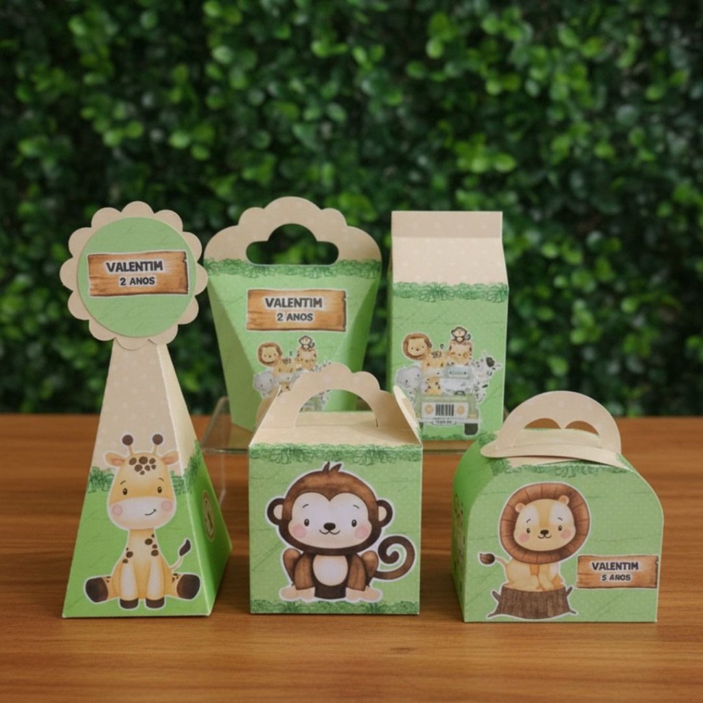 Kit PEGUE E MONTE caixas personalizadas SAFARI / Lembrancinha Safari/ Festa infantil safari/ caixinhas safari
