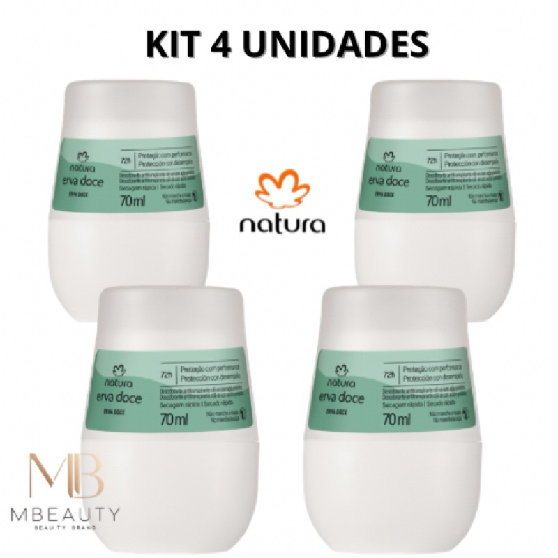 Natura Erva Doce Desodorante Erva Doce Roll On Kit 4 Unidades Rollon.