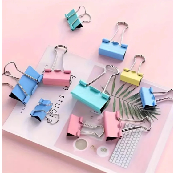 Conjunto 12 Prendedores de Papel Grampo Clips Coloridos Kit Escritório Office Escolar 19mm/25mm