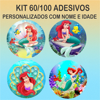 KIT 60/100 ADESIVOS PERSONALIZADOS ARIEL - FESTA - TUBETE - LEMBRANCINHA - ANIVERSÁRIO em Oferta na Shopee
