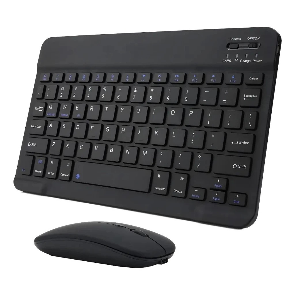 Kit Teclado Sem Fio Bluetooth Recarregável Com Mouse preto hjp-1 em Oferta na Shopee