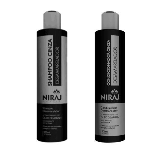 Kit Shampoo + Condicionador Desamarelador Niraj Silver Cinza 200ml Cada Cabelos Grisalhos e Loiros em Oferta na Shopee