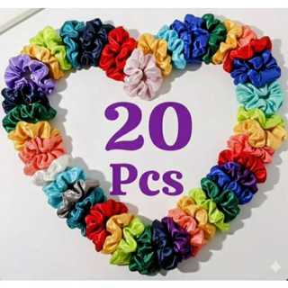 Kit 20 Xuxinha De Cetim Scrunchie Grande Rabicó Acetinado em Oferta na Shopee