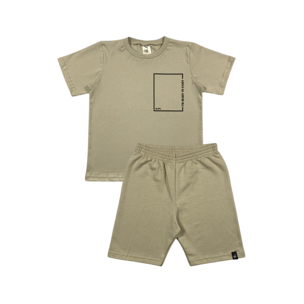 Conjunto Infantil Menino Verão - Tamanhos 2, 3, 4, 6, 8 E 10 Camiseta + Short Moletinho Confortável