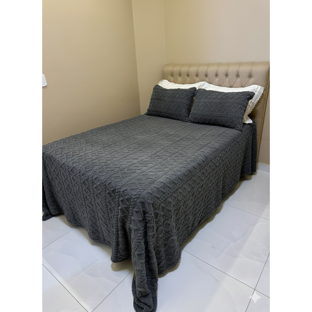 KIT COBERTOR MANTA KING / CASAL - LUXO (2,50x2,80) - FLEECE Ultra Macio, C/ 2 FRONHAS.