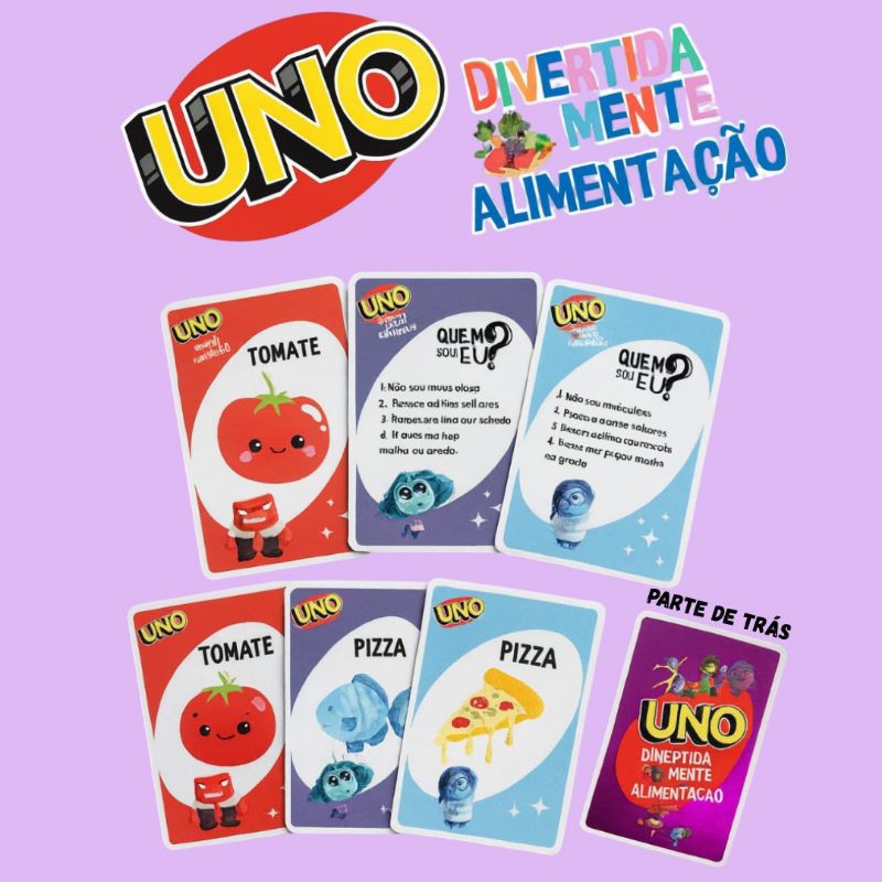 Jogo Uno Personalizado alimentação - Inside Out II - Nutricionista/infantil