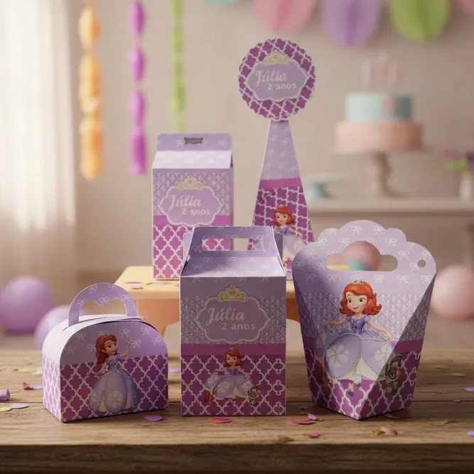 Kit-Festa Princesa Sofia | Lembrancinha de Aniversário | Caixinhas Personalizadas