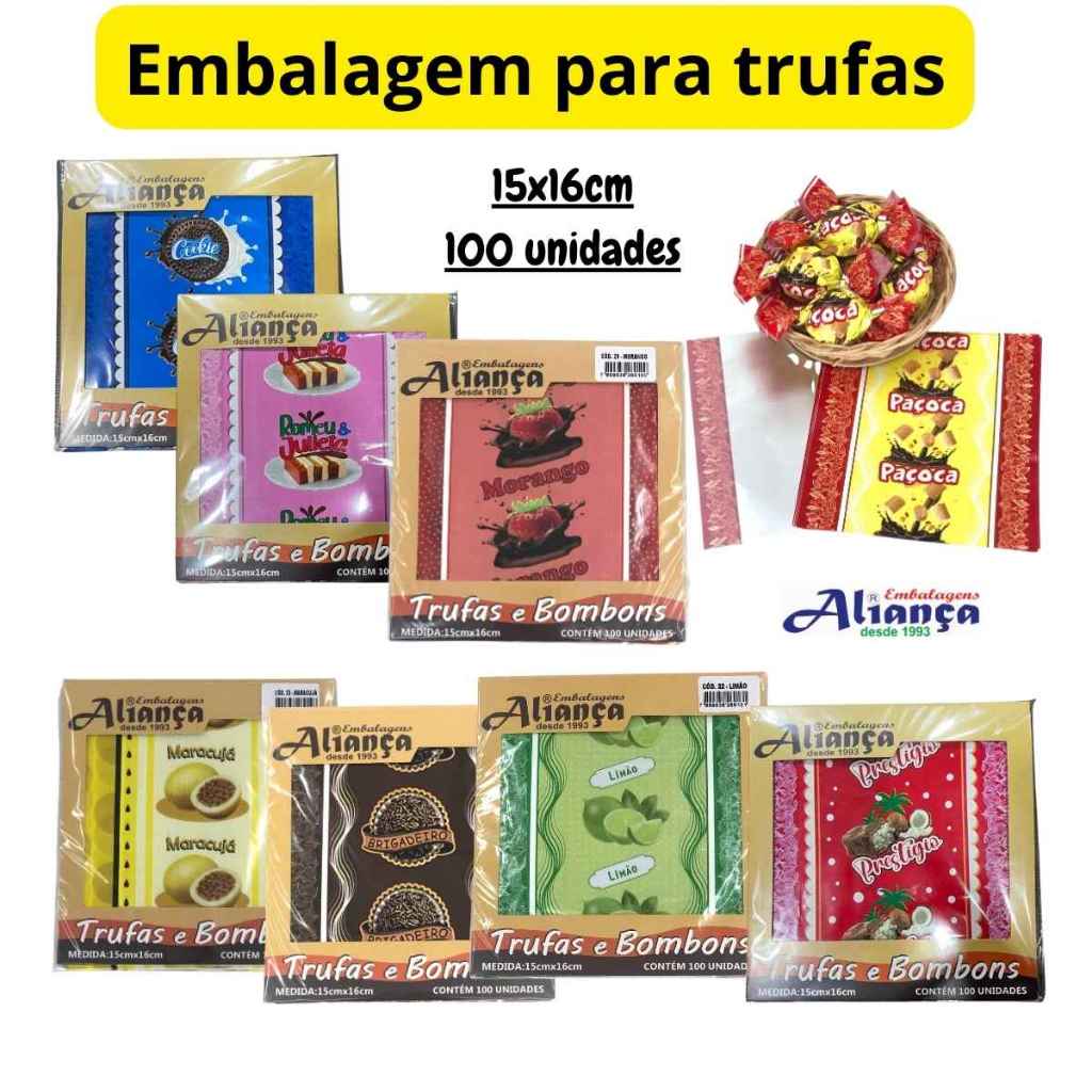 100 Embalagens para Trufas e Bombons Aliança em Oferta na Shopee