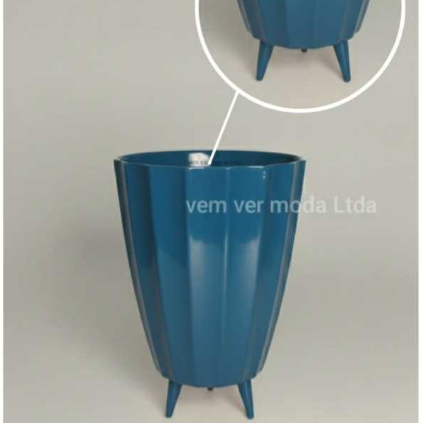 Vaso para Planta com Pé Coluna Cacau Alto Brilho Luxo 34x23