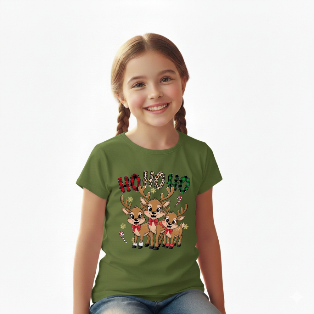 Camiseta Infantil Menina Estampada  Natal Algodão Macio Lançamento Crianças Desenho