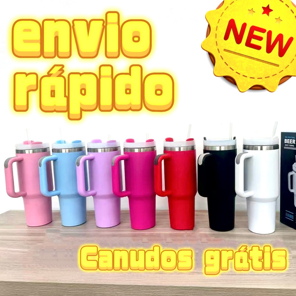 Copo térmico inox 1200ml Grande capacidade 2 geração com tampa e canudo PRAIA GELADA QUENTE