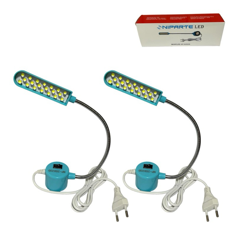 Kit  de 2 Luminárias NIPARTE Com 20 Leds Bivolt Fixação Por Ima Haste Flexível Com Plug Para Maquina Costura Industrial em Oferta na Shopee