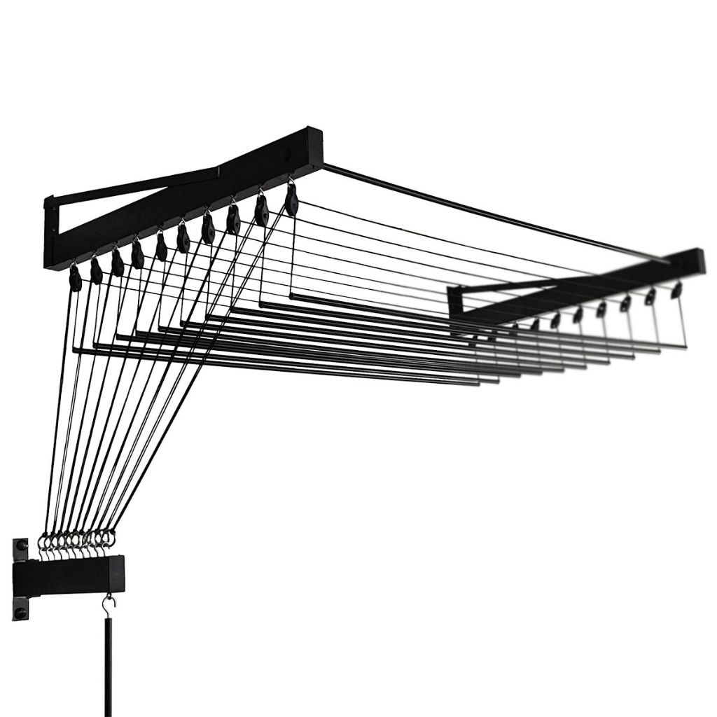 Varal De Parede Individual 12 Varetas Alumínio REFORÇADO Sob Medida Com Roldanas - BITENFER VARAIS