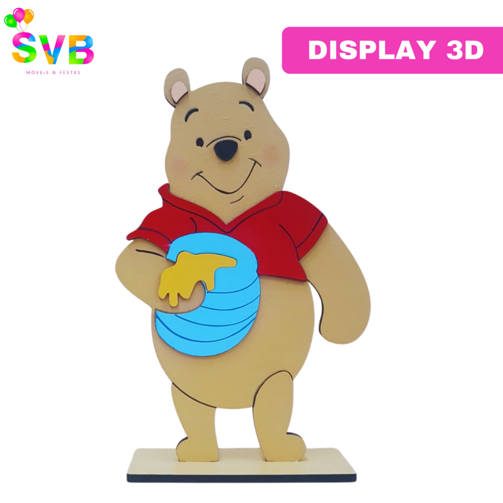 Ursinho Pooh Enfeite  Mesa Decoração Festa Display Mdf Centro de Mesa SVB MÓVEIS E FESTAS