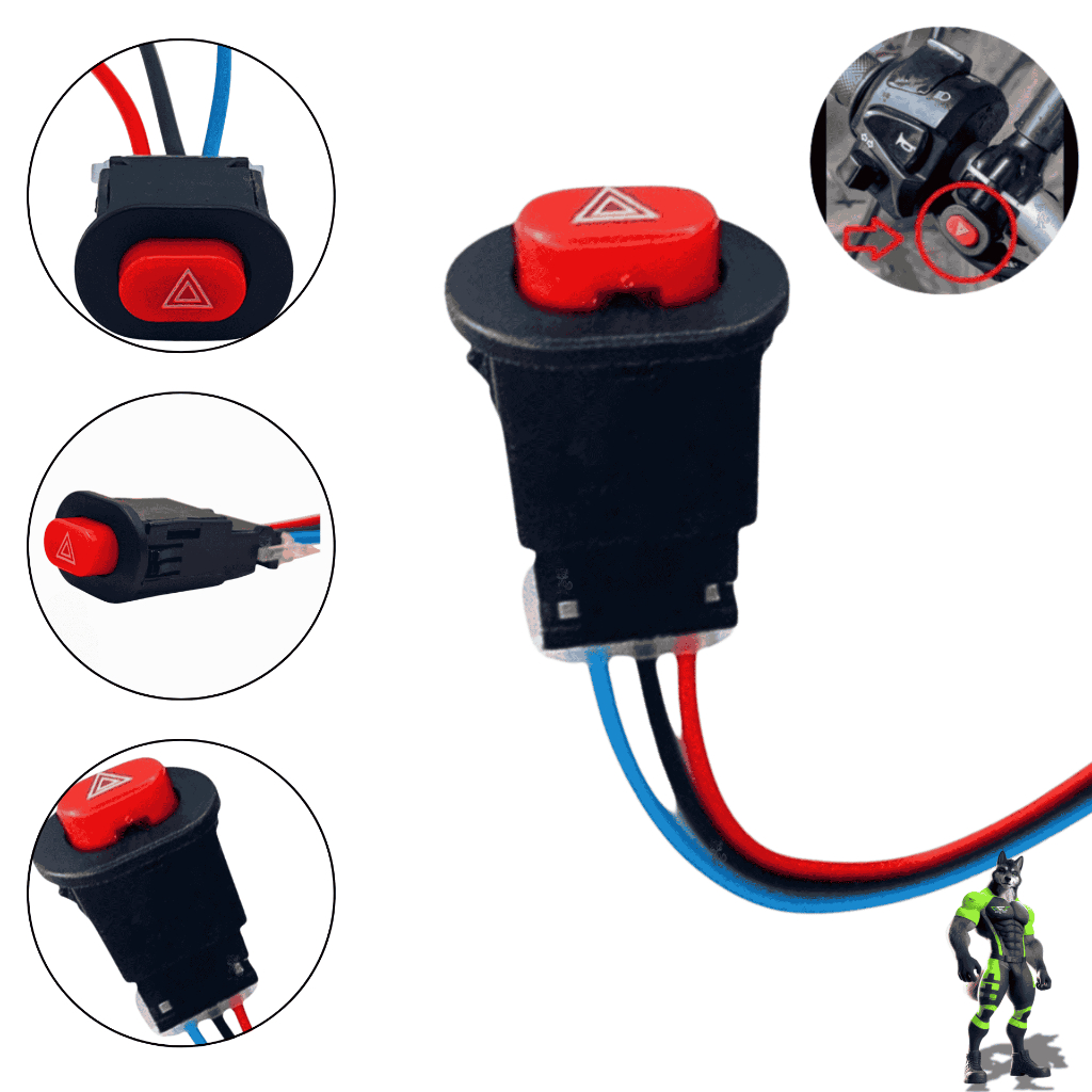 Botão do Pisca Alerta Universal - Interruptor Moto Liga / Desliga