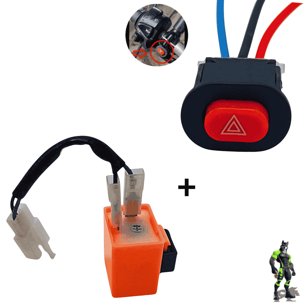 Chave Pisca Alerta Moto Universal Botão + Relé De Pisca Led