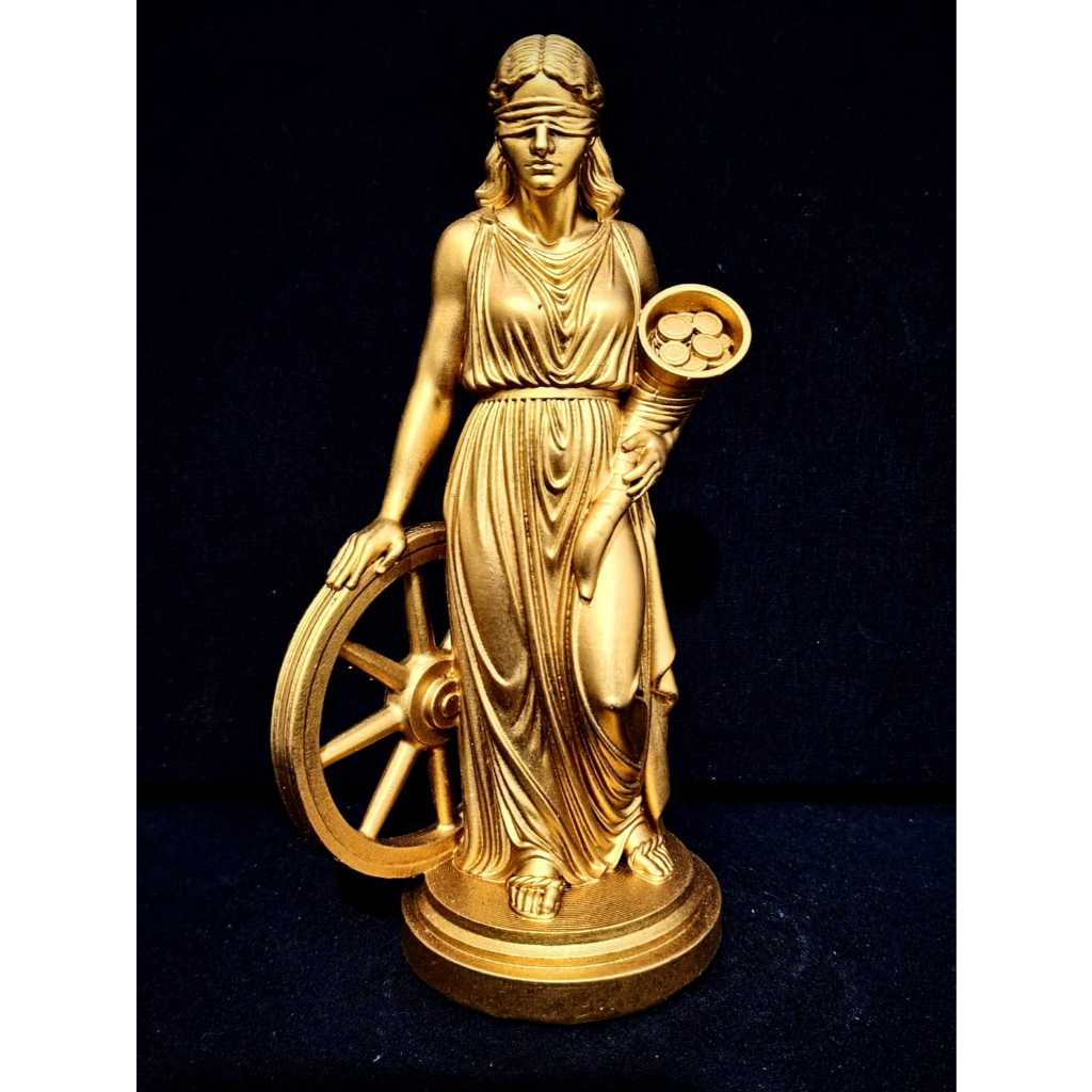 Deusa Fortuna Da Riqueza e Prosperidade Estátua dourada 15cm Resina Premium ABS-Like Impressão 3D