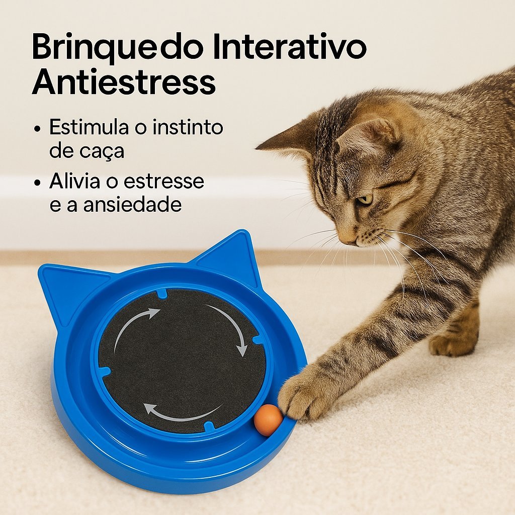 Arranhador Gatos Azul Bolinha Interativa Anti Stress Diversao Cuidado Felino