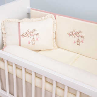 Kit Mini Berço Luxo Linho Algodão Menina Menino Bordado em Oferta na Shopee