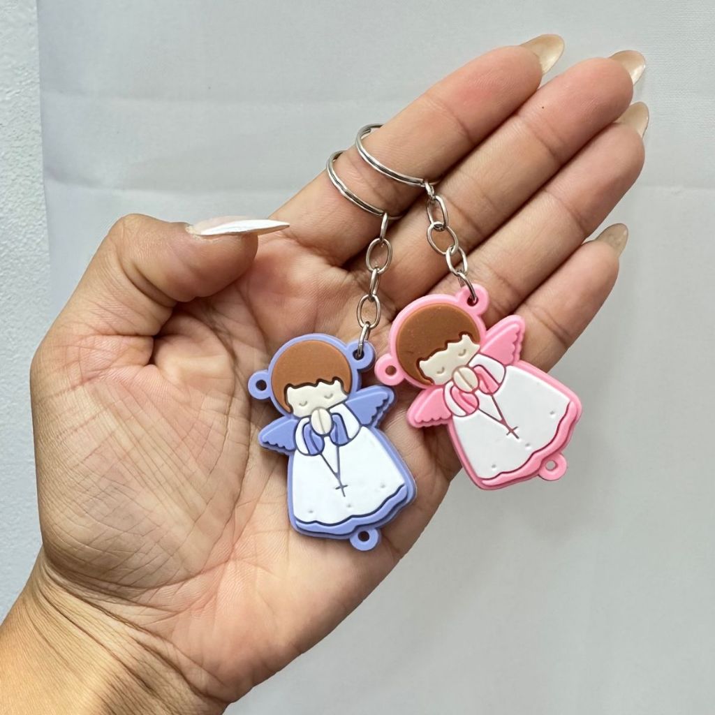 Lembrancinha Batizado Anjo chaveiro Menino Azul Menina Rosa kit 10/50