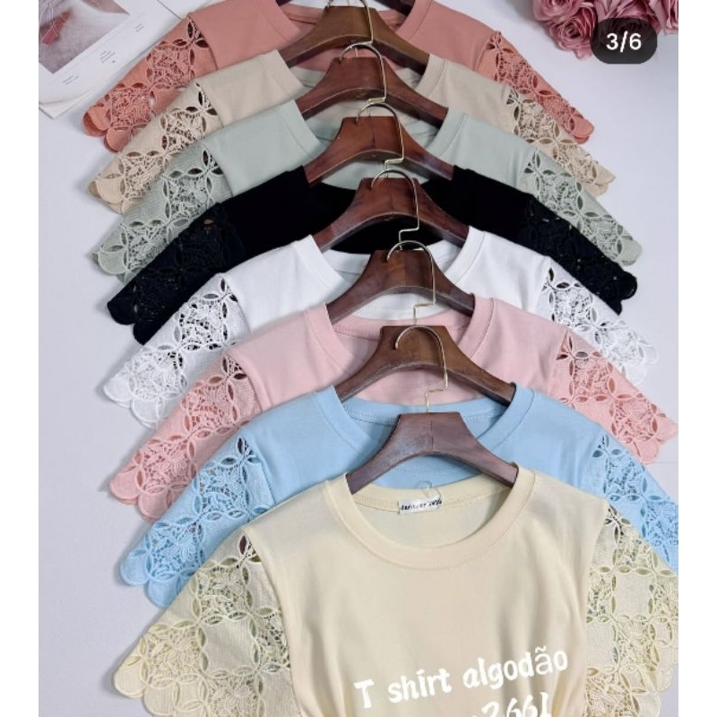 Blusa feminina de algodão manga vazada /  Tendência