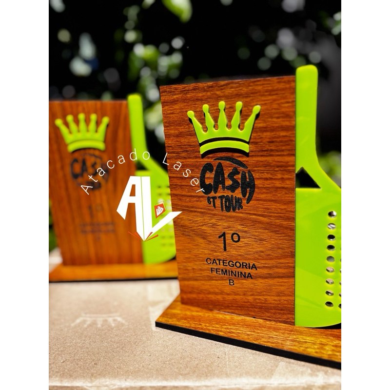 troféu para Beach tênis personalizado - MDF de 6 mm + acrílico kit personalizado