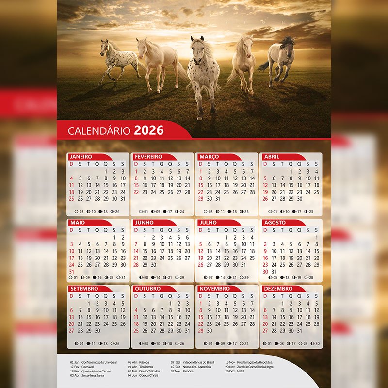 Calendário 2026 - Cavalos