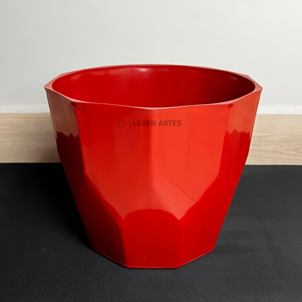 Kit Vasos Plantas Estilo Cachepô Facetado Plastico Injetado Decorativo Resistente 15x12 Leven Artes