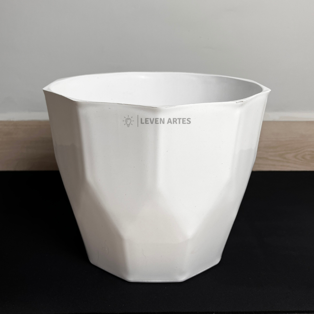 Kit Vasos Plantas Estilo Cachepô Facetado Plastico Injetado Decorativo Resistente 18x16 Leven Artes