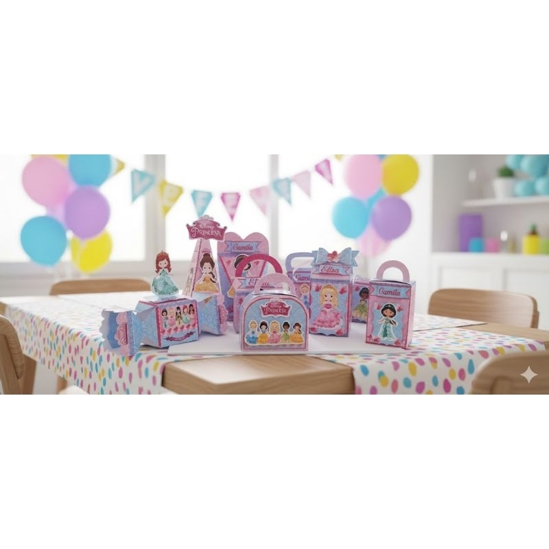 Kit Lembrancinhas Princesas Disney 30 Itens Personalizado Festa Infantil Caixinhas Milk - festa menina | envio rápido