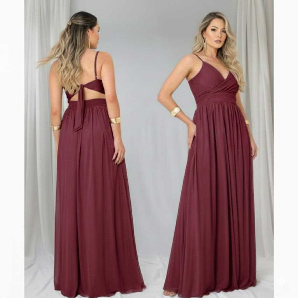 VESTIDO FEMENINO LONGO DE TULE COM ALÇA PARA FESTAS em Oferta na Shopee