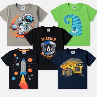 👕 KIT 5 CAMISETAS INFANTIS MASCULINAS TAMANHO 1 AO 12 ANOS 100% ALGODÃO | ESTAMPAS SORTIDAS em Oferta na Shopee