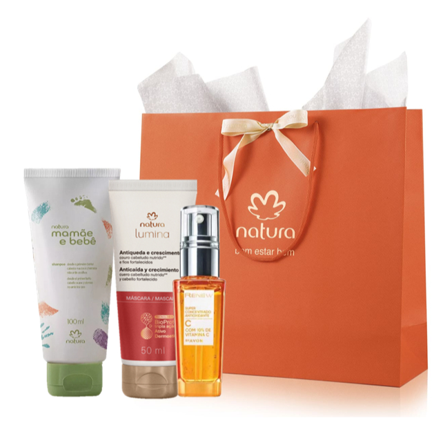 Kit Presente - Shampoo Suave Natura Mamãe e Bebê + Máscara Lumina + Sérum Renew Vitamina C