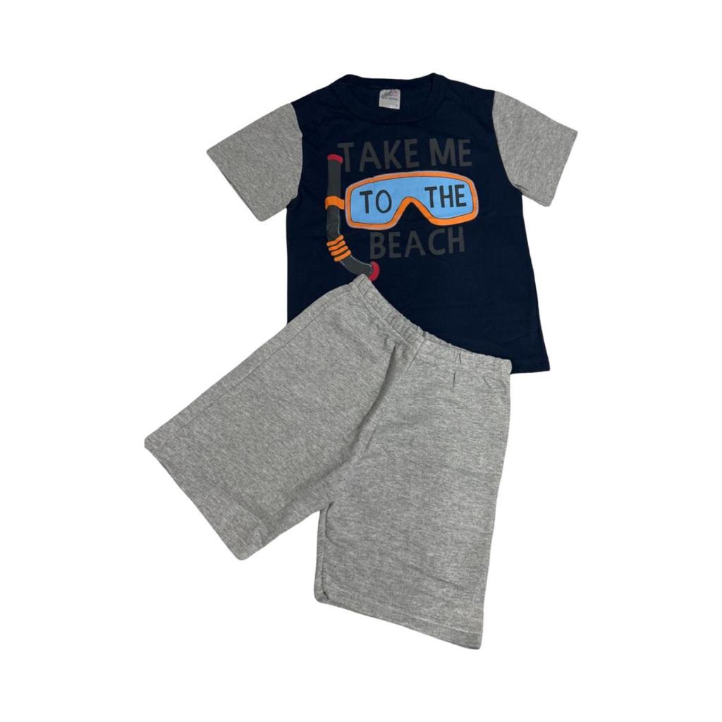 Conjunto  masculino - infantil -  camiseta + bermuda -Tamanho: 8