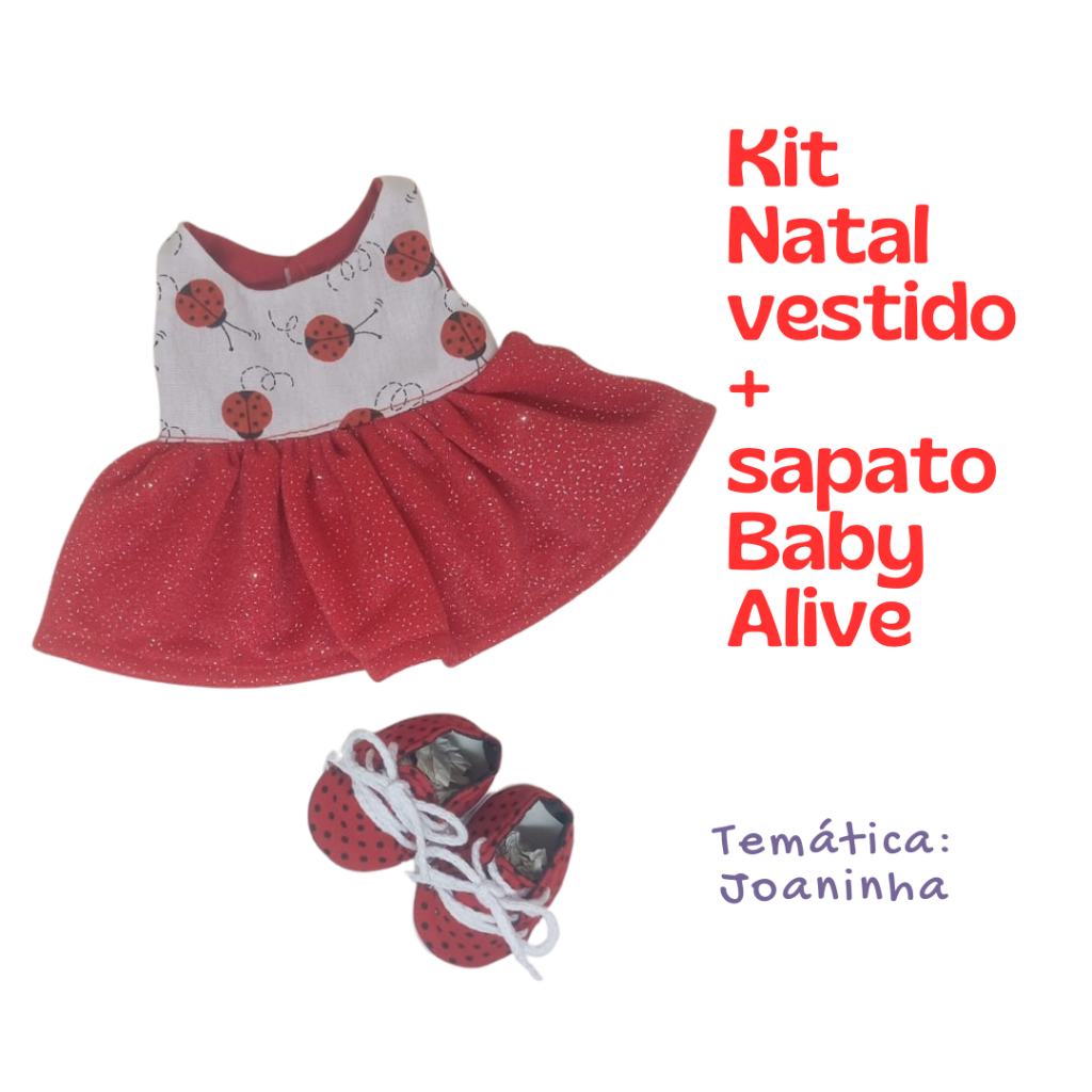 Kit vestdo + sapatinho para Baby Alive e bonecas similares